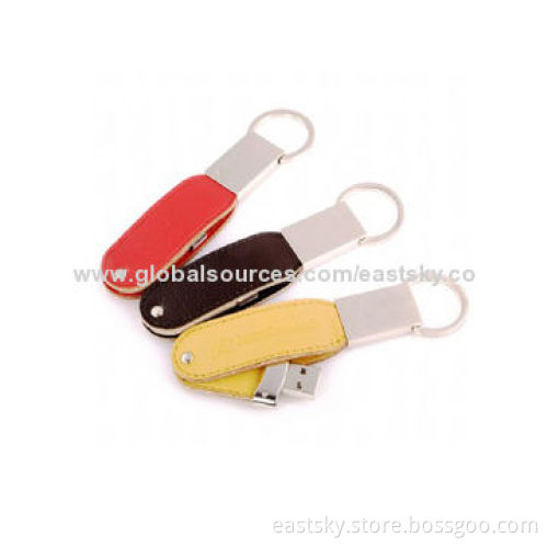 Promotional Leather Twist USB Flash Drive, Supports Hot-swap Capability and Plug-and-play Function